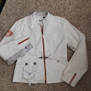 Oakley white denim jacket.